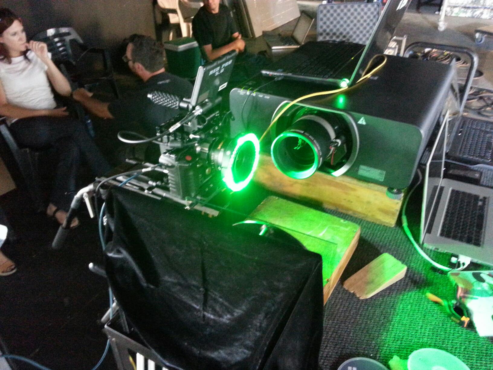 Paired projection hardware during the proof-of-concept test